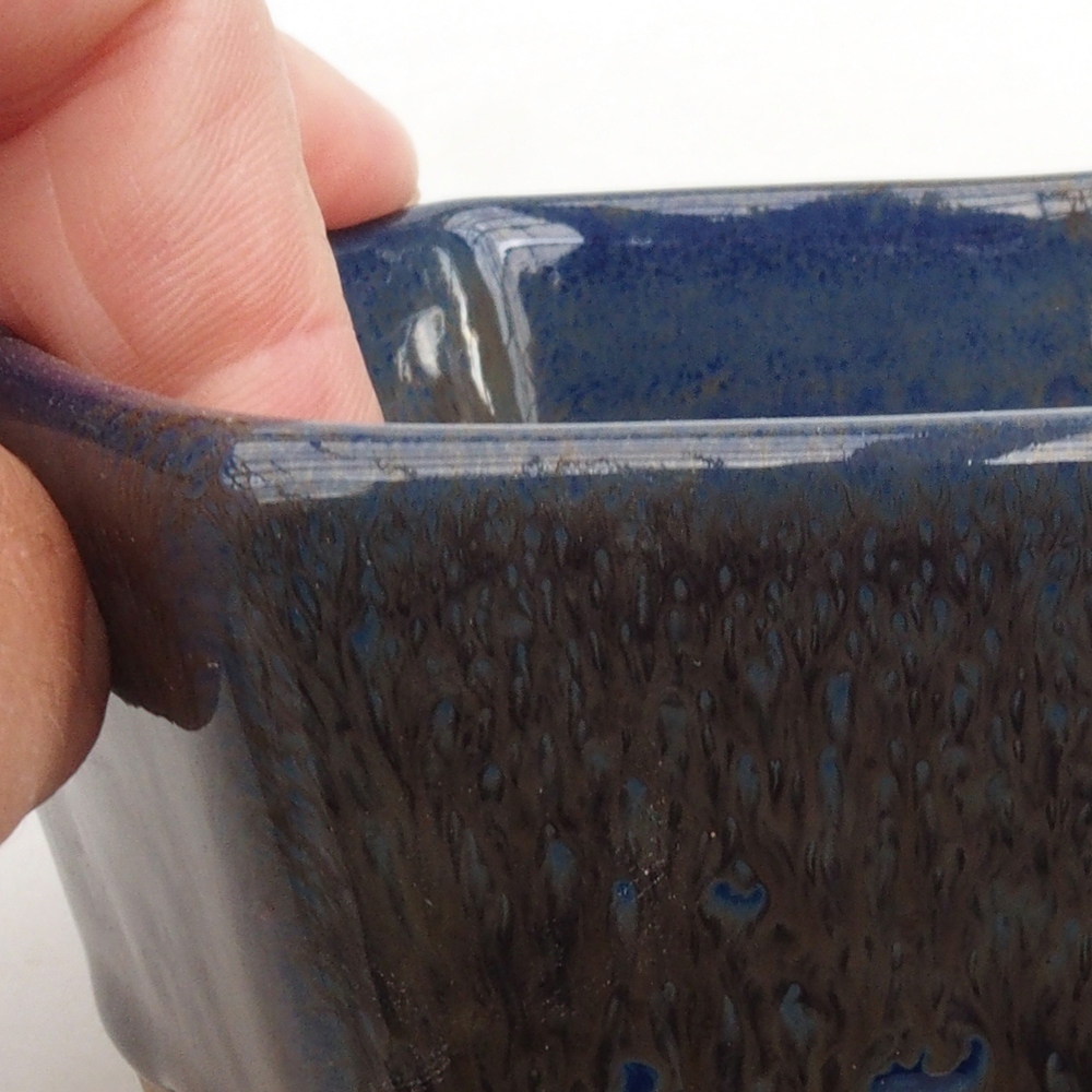 Bol à bonsaï en céramique 9,5 x 9 x 4,5 cm, couleur bleu