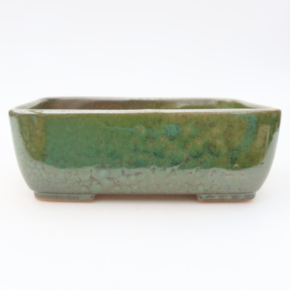 Pot à bonsaï en céramique 16 x 10,5 x 5,5 cm, couleur verte