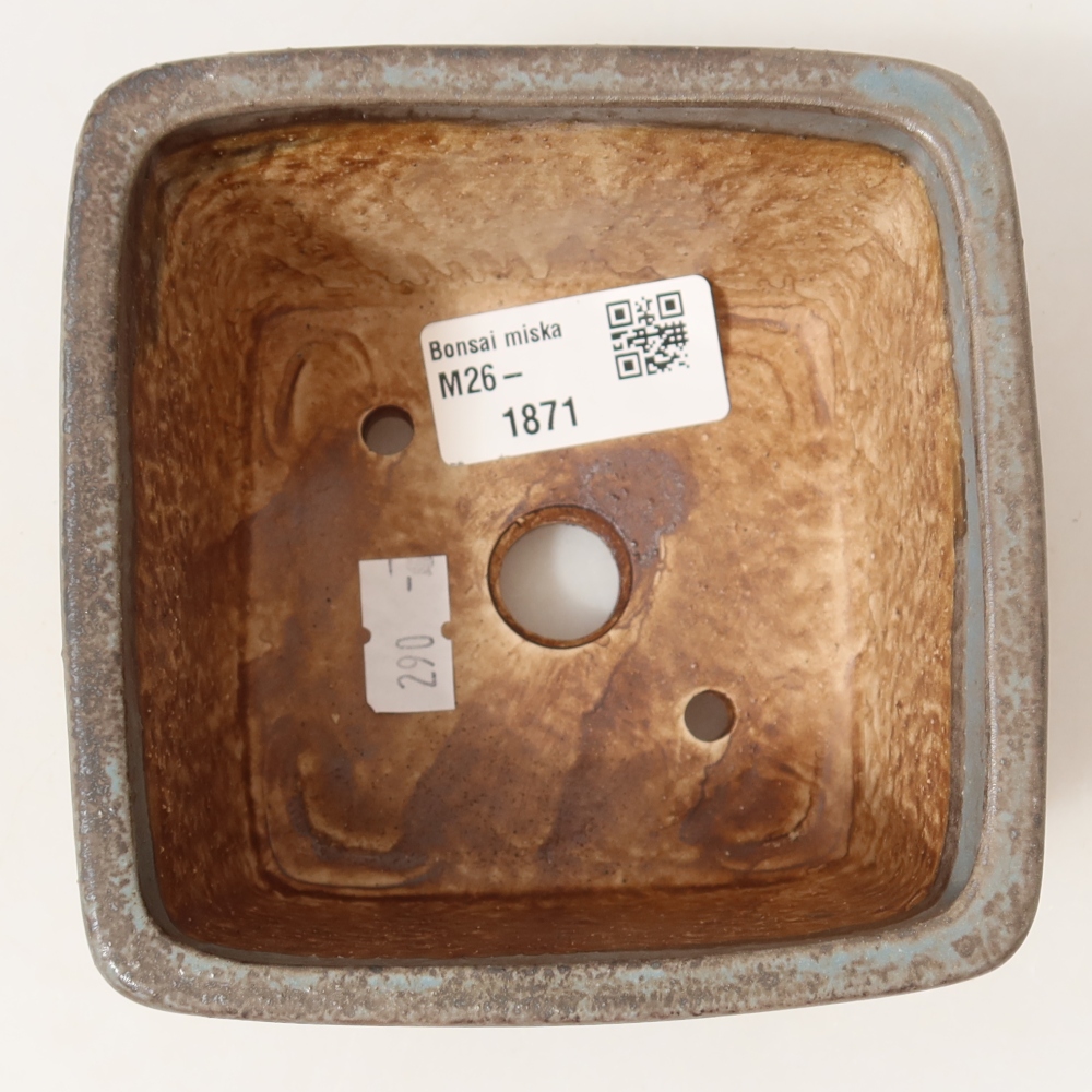 Pot à bonsaï en céramique 10,5 x 10,5 x 7 cm, couleur bleue