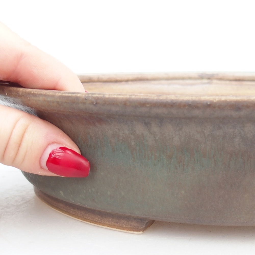 Bol à bonsaï en céramique 26,5 x 24 x 5,5 cm, vert