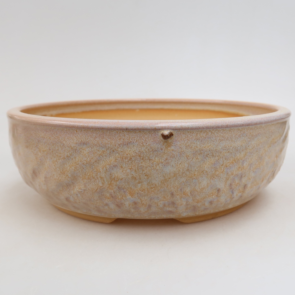 Pot à bonsaï en céramique 22,5 x 22,5 x 7 cm, couleur beige