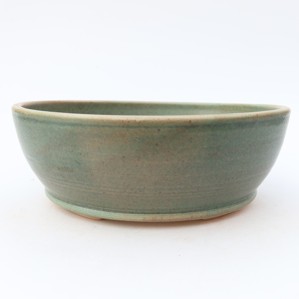 Pot à bonsaï en céramique 18 x 18 x 6,5 cm, couleur verte