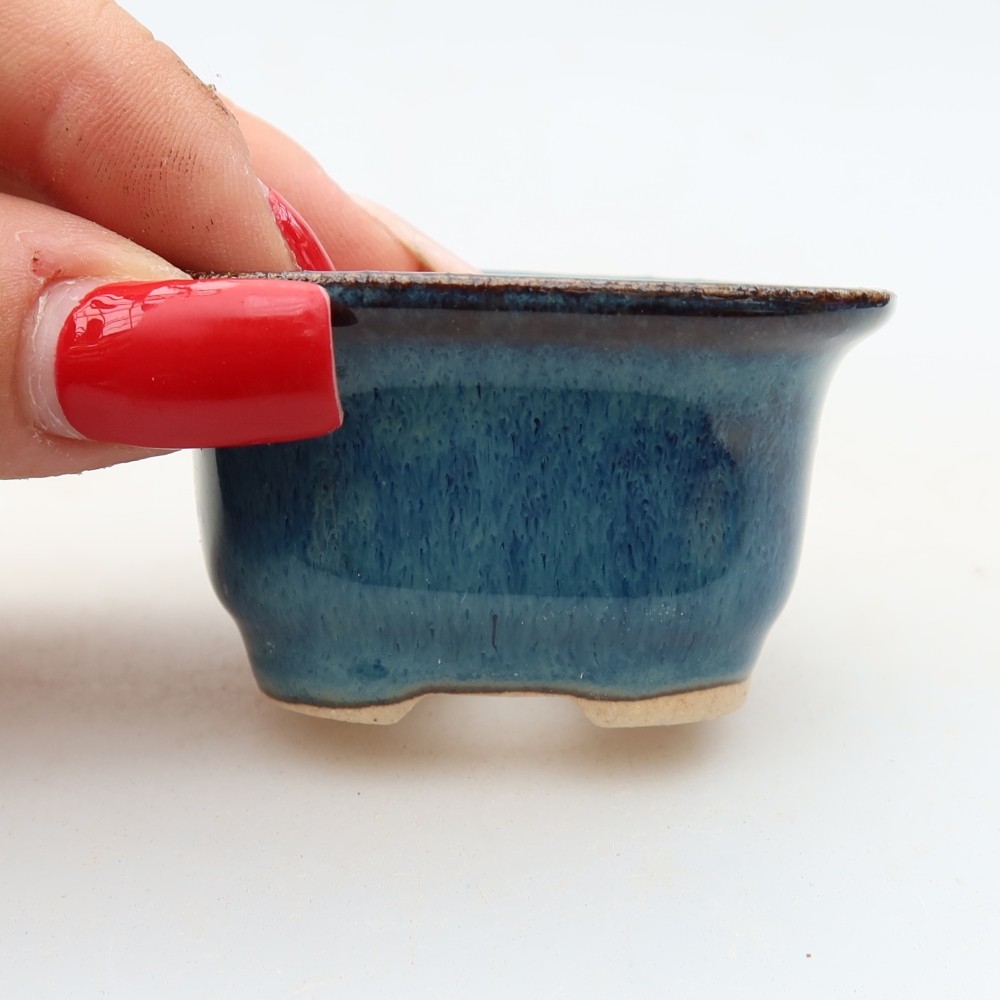 Pot à bonsaï en céramique 6 x 5 x 3,5 cm, couleur bleue