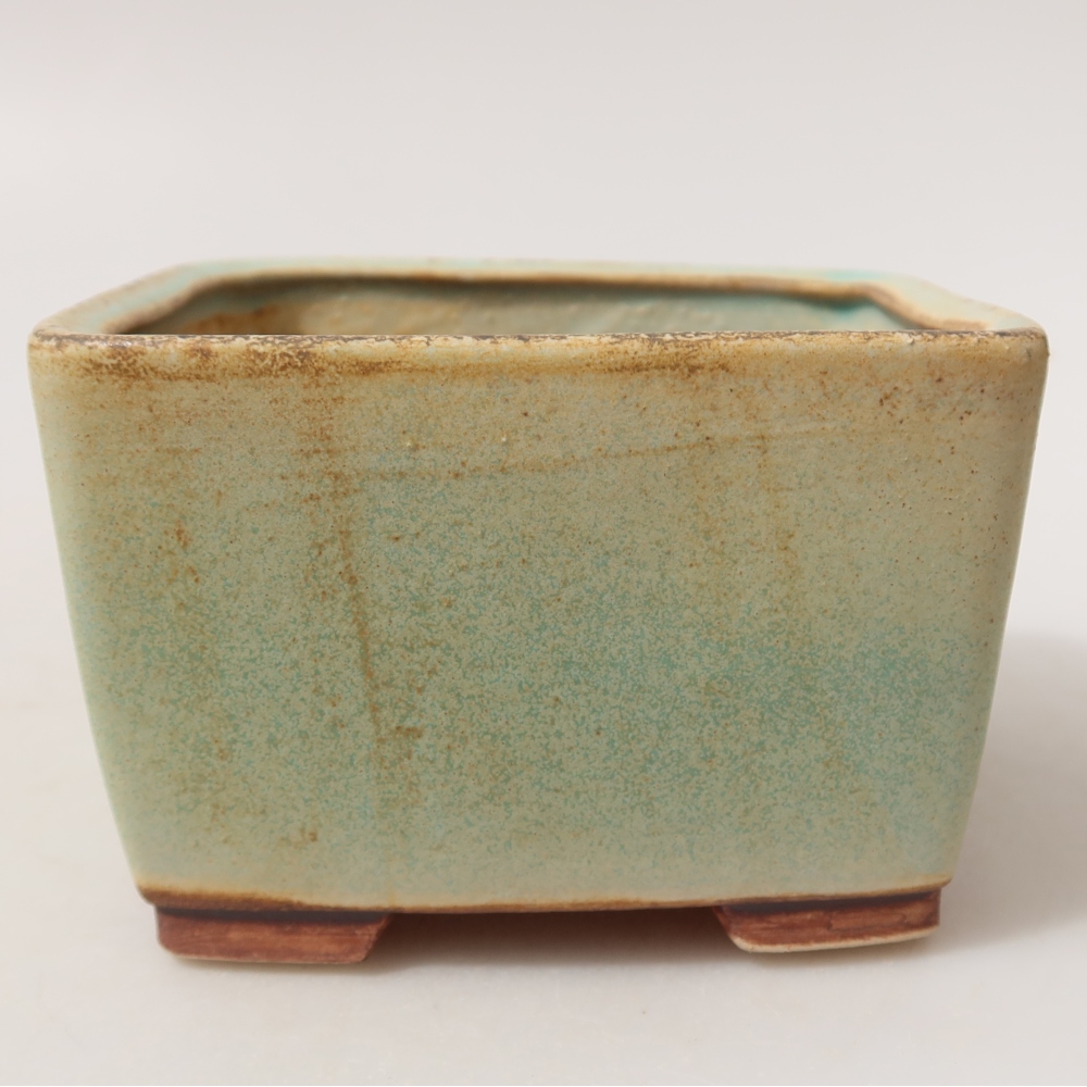 Pot à bonsaï en céramique 10,5 x 10,5 x 7 cm, couleur verte