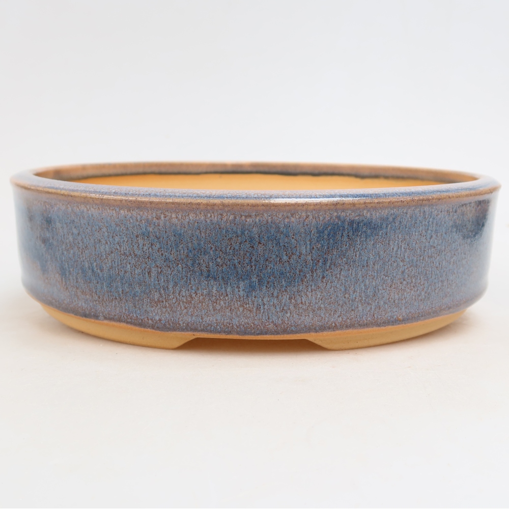 Pot à bonsaï en céramique 22,5 x 22,5 x 5,5 cm, couleur bleue