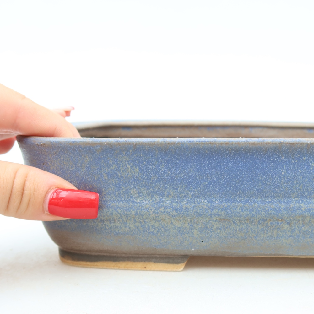 Pot à bonsaï en céramique 23 x 19 x 6 cm, couleur bleue