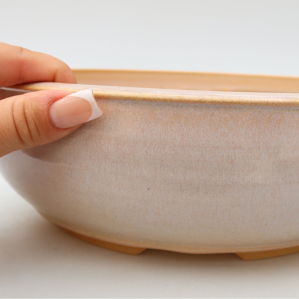 Pot à bonsaï en céramique 26,5 x 26,5 x 8 cm, couleur beige