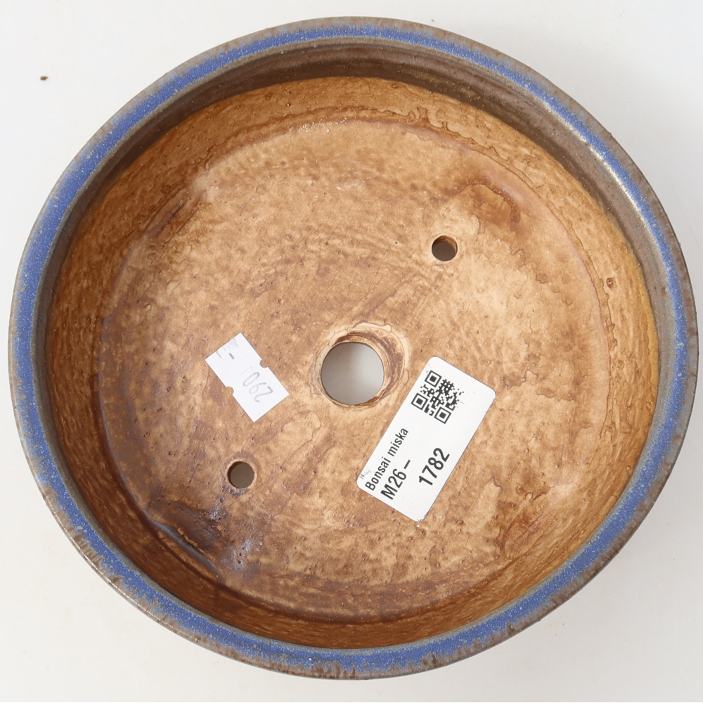 Pot à bonsaï en céramique 15,5 x 15,5 x 5 cm, couleur bleue
