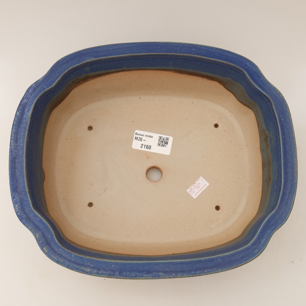 Pot à bonsaï en céramique 24,5 x 21 x 7,5 cm, couleur bleue