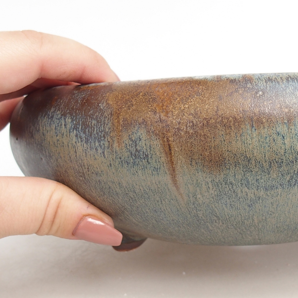 Bol à bonsaï en céramique 21 x 21 x 7 cm, bleu-gris