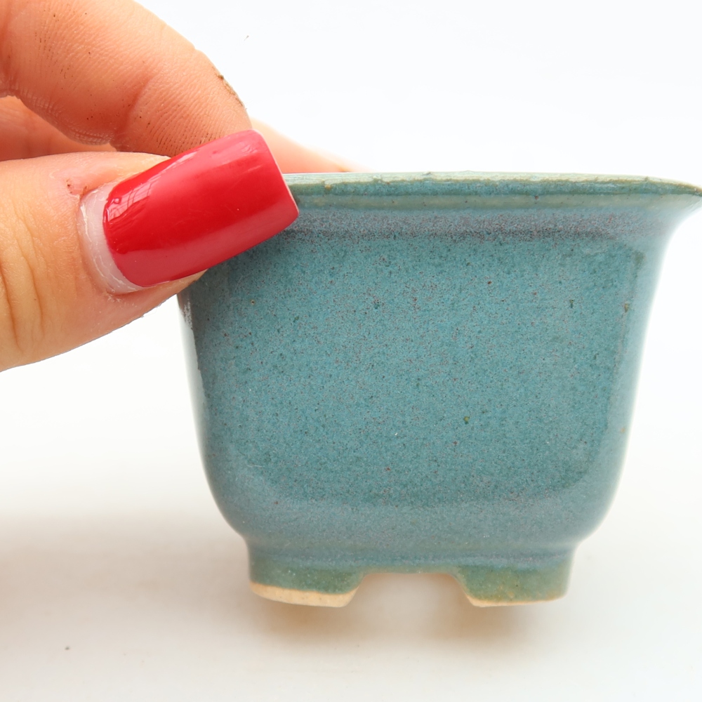Bol à bonsaï en céramique 6,5 x 6,5 x 5 cm, couleur bleu