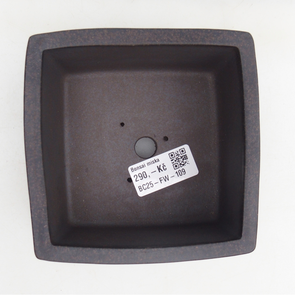 Bol à bonsaï en céramique 12 x 12 x 6,5 cm, couleur ocre brunâtre