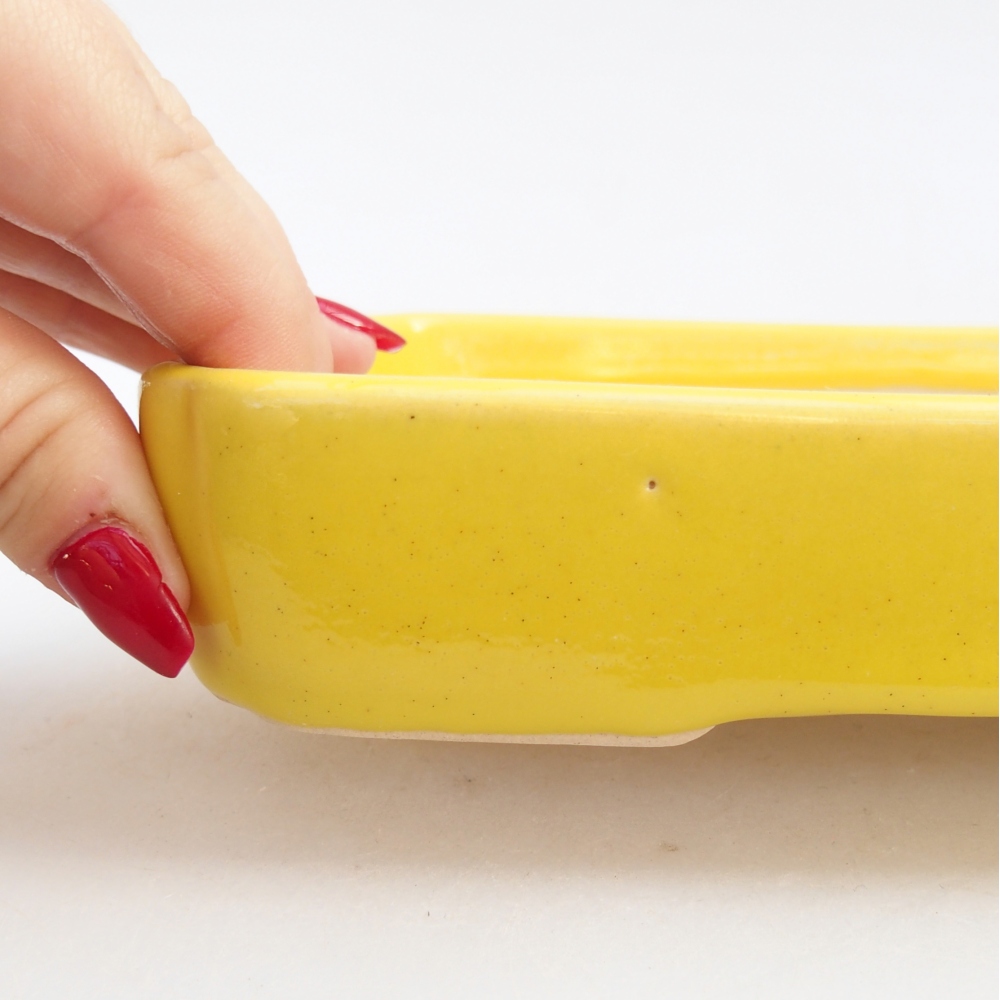 Bol à bonsaï en céramique 18,5 x 13,5 x 3,5 cm, jaune