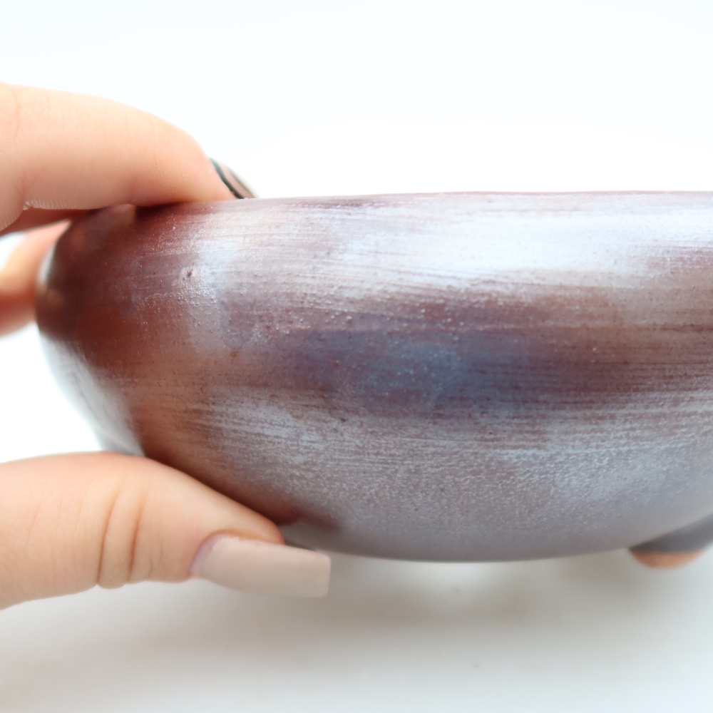 Pot à bonsaï en céramique 15 x 15 x 6,5 cm, couleur métallique