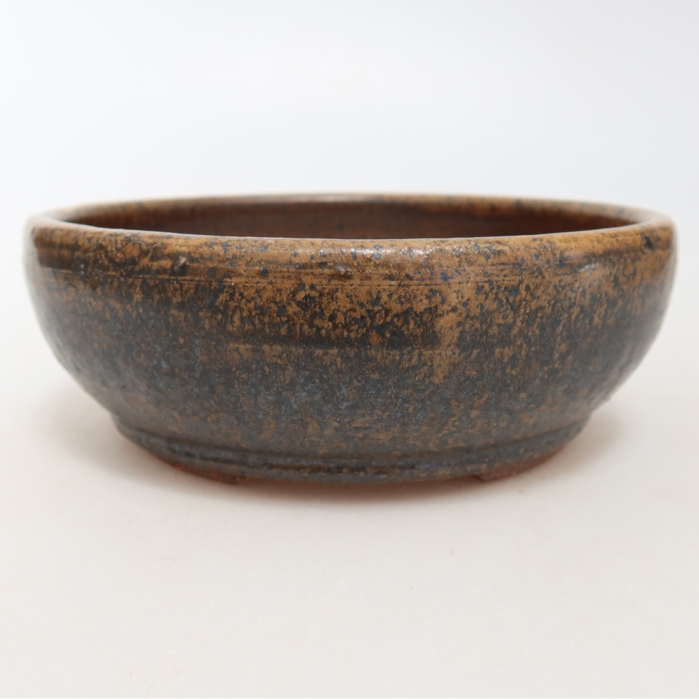 Pot à bonsaï en céramique 14,5 x 14,5 x 5 cm, couleur marron