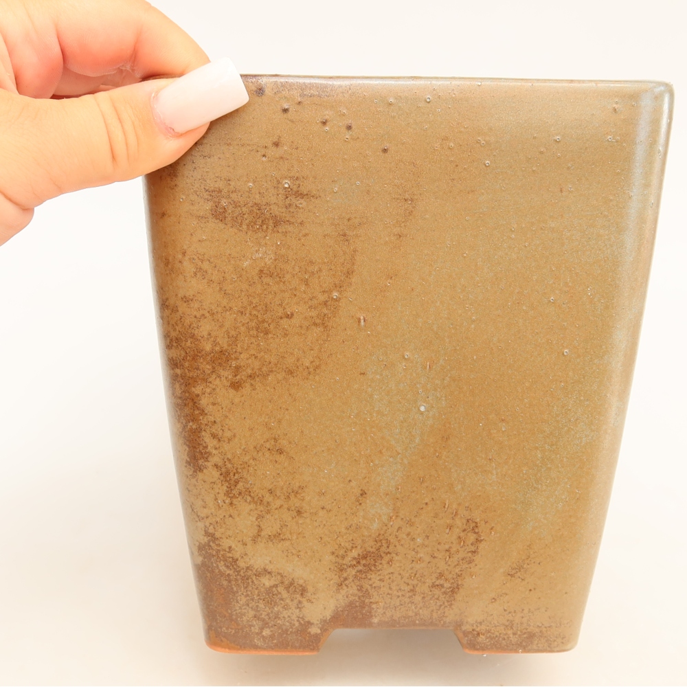 Bol à bonsaï en céramique 14 x 14 x 15 cm, brun