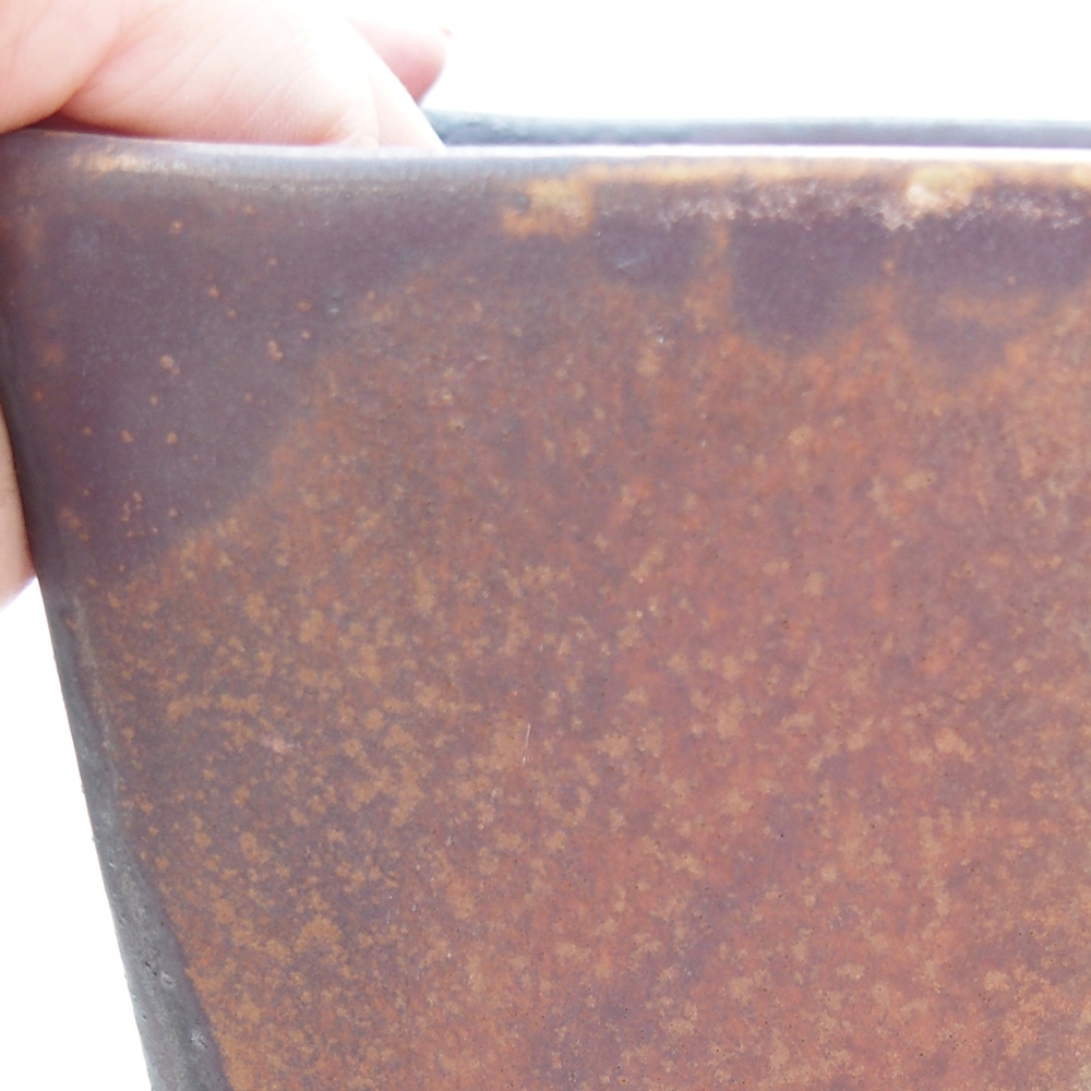 Bol à bonsaï en céramique 15 x 15 x 19 cm, couleur brun-vert