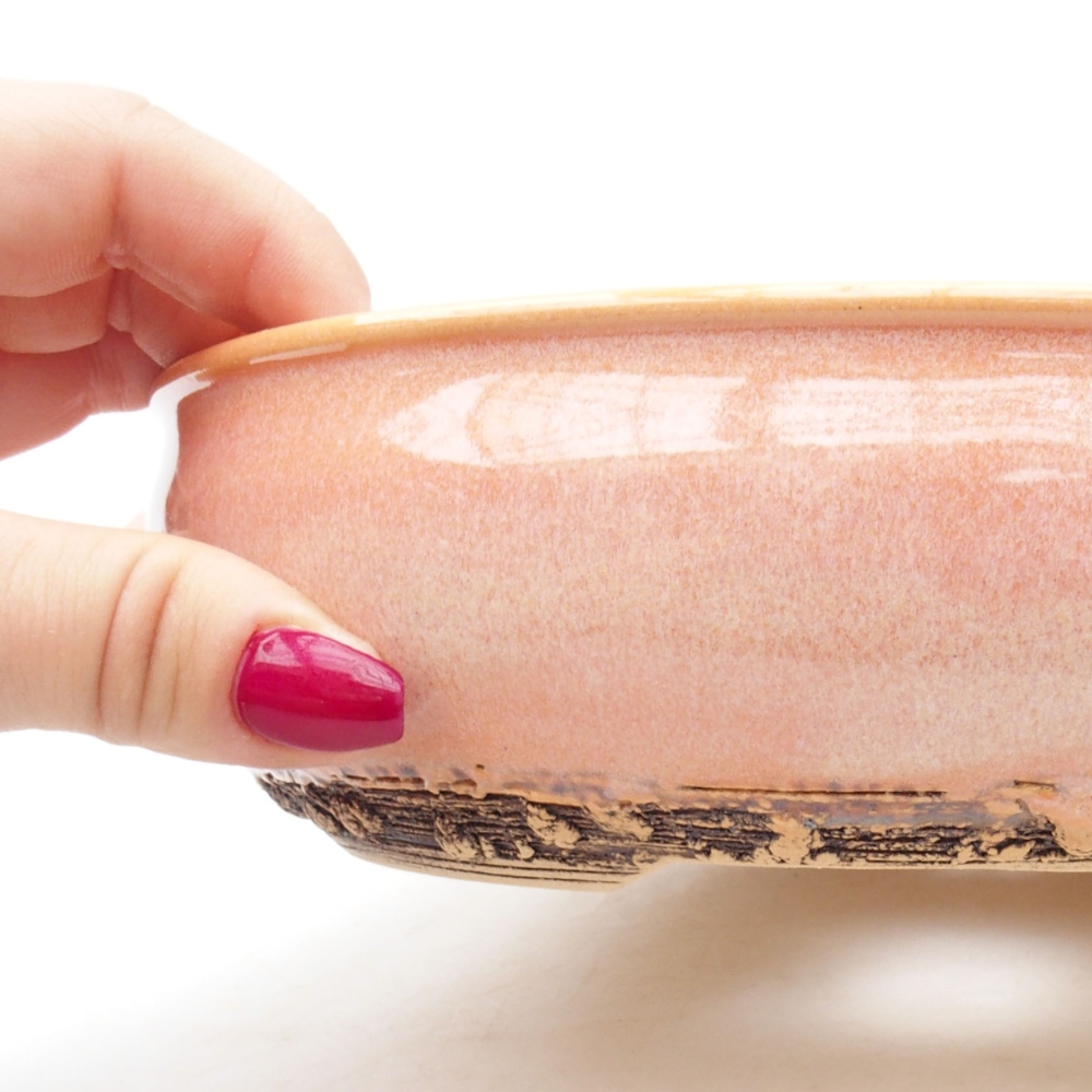 Bol à bonsaï en céramique 20 x 20 x 5,5 cm, rose