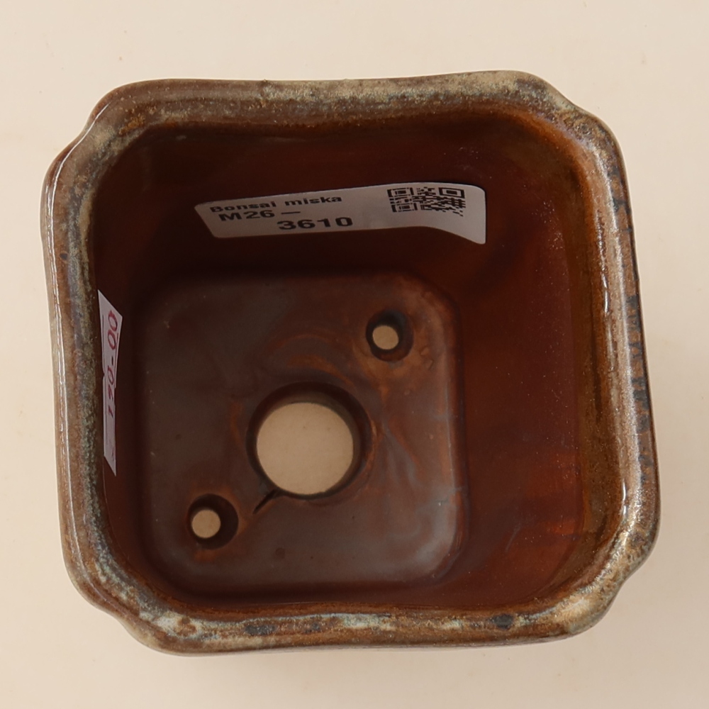 Pot à bonsaï en céramique 7 x 7 x 8,5 cm, couleur marron