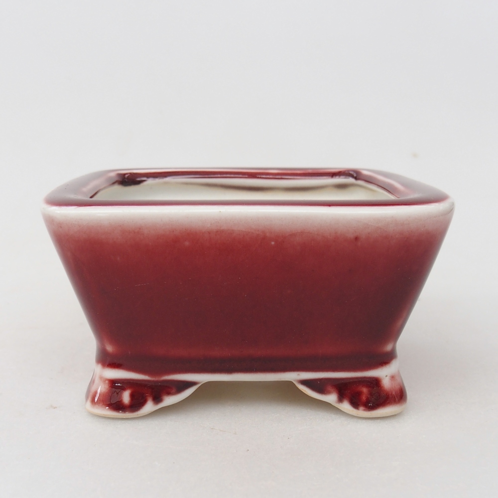 Bol à bonsaï en céramique 9,5 x 9,5 x 5 cm, couleur rouge