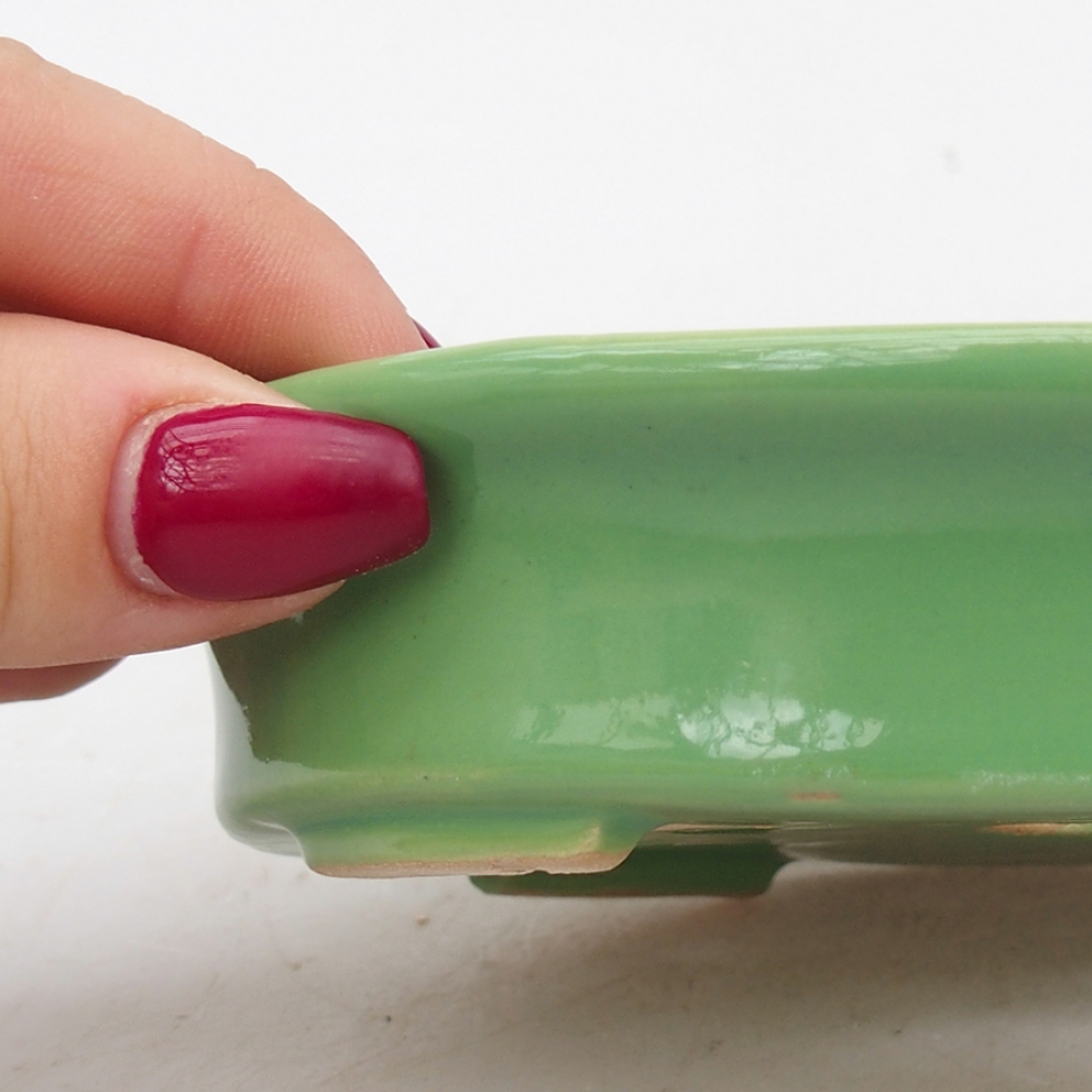 Bol à bonsaï en céramique 13 x 10,5 x 3 cm, vert