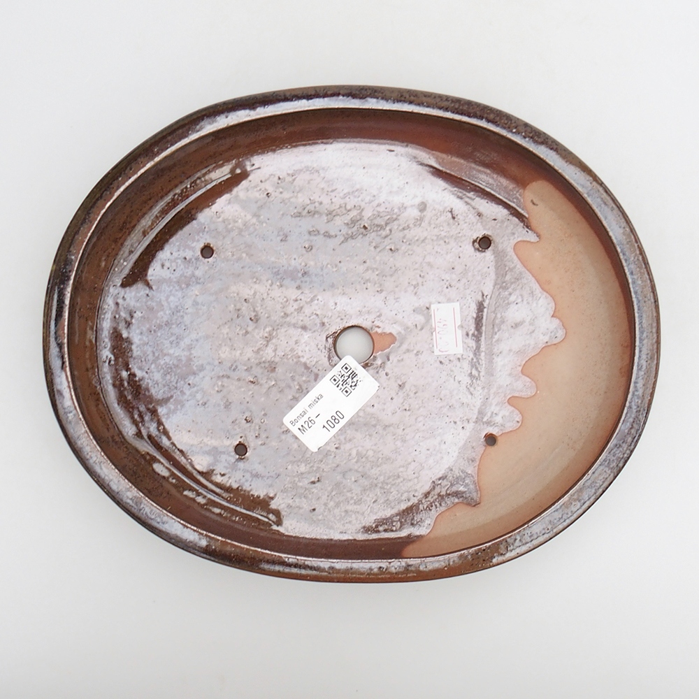 Bol à bonsaï en céramique 24 x 19,5 x 4 cm, brun