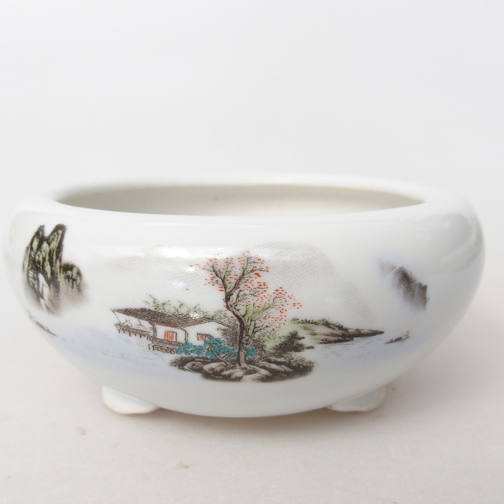 Bol à bonsaï en céramique 10 x 10 x 5 cm, couleur blanc