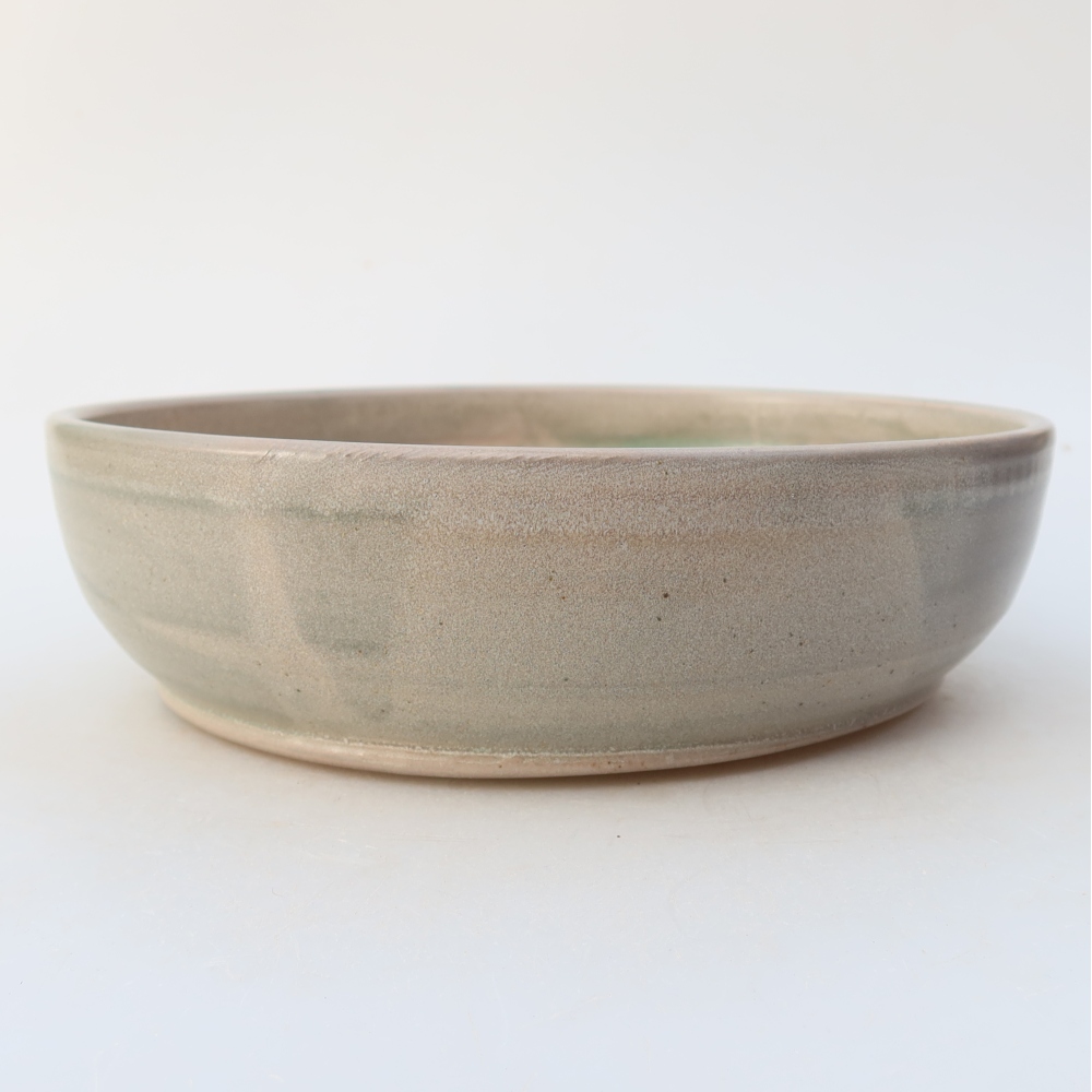 Bol à bonsaï en céramique 20,5 x 20,5 x 6 cm, couleur beige