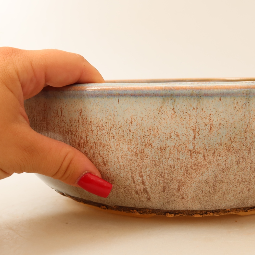 Pot à bonsaï en céramique 28 x 28 x 8 cm, couleur bleue