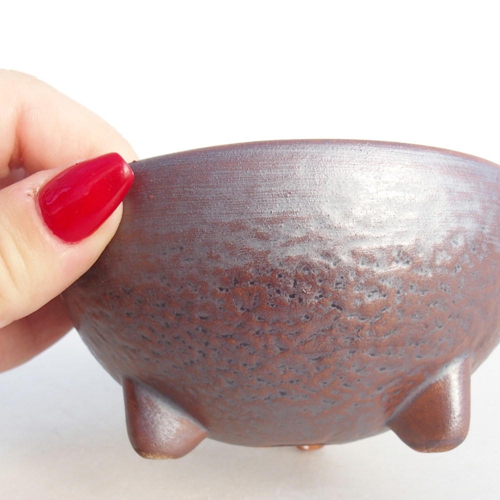 Bol à bonsaï en céramique 10 x 10 x 5 cm, couleur métal