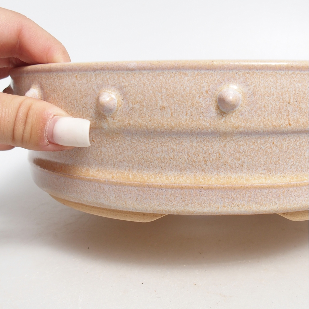 Bol à bonsaï en céramique 22 x 22 x 6,5 cm, couleur beige