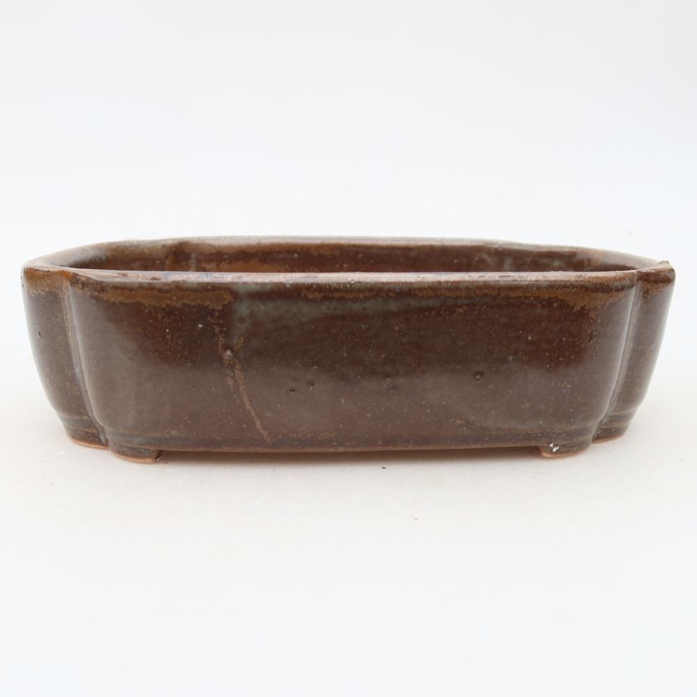 Pot à bonsaï en céramique 16 x 11,5 x 4 cm, couleur marron