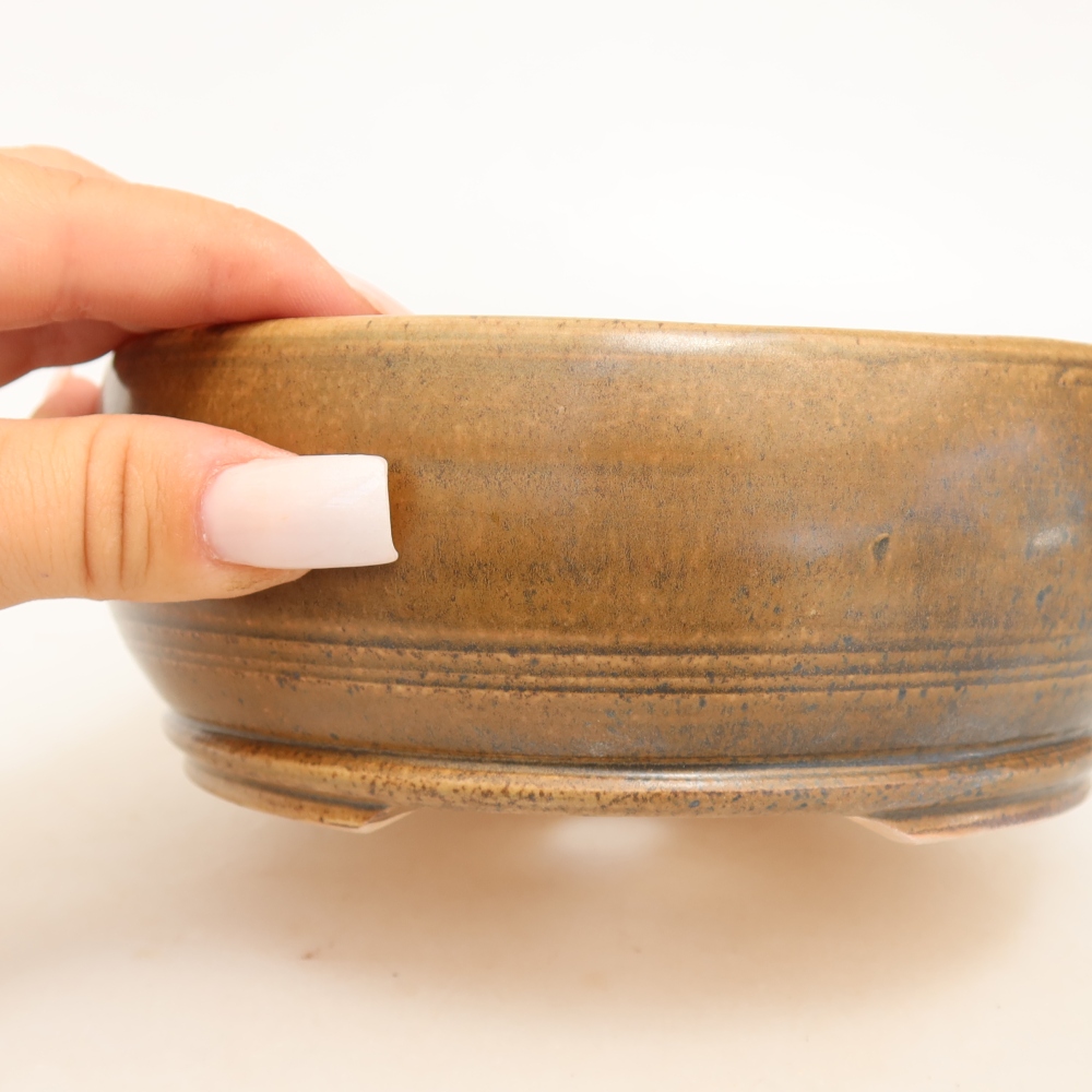 Pot à bonsaï en céramique 16 x 16 x 6 cm, couleur marron