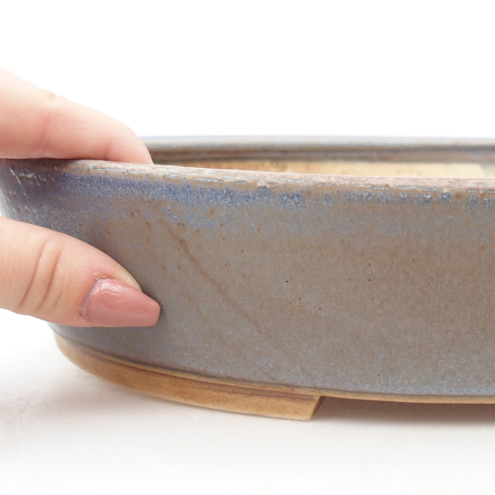 Bol à bonsaï en céramique 31,5 x 27,5 x 6 cm, couleur bleu
