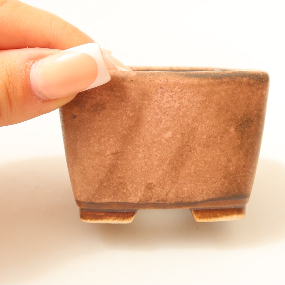 Pot à bonsaï en céramique 6,5 x 6,5 x 4,5 cm, couleur rose