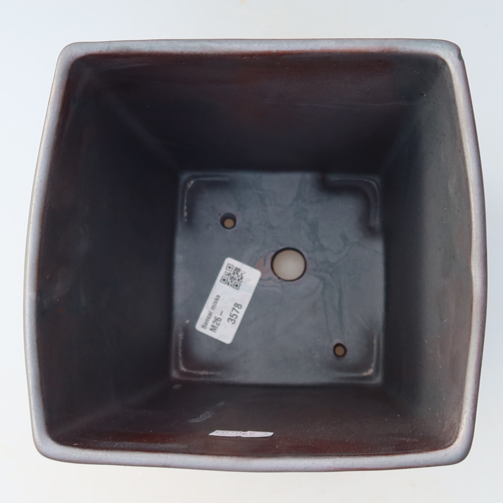 Bol à bonsaï en céramique 15 x 15 x 19,5 cm, couleur métal