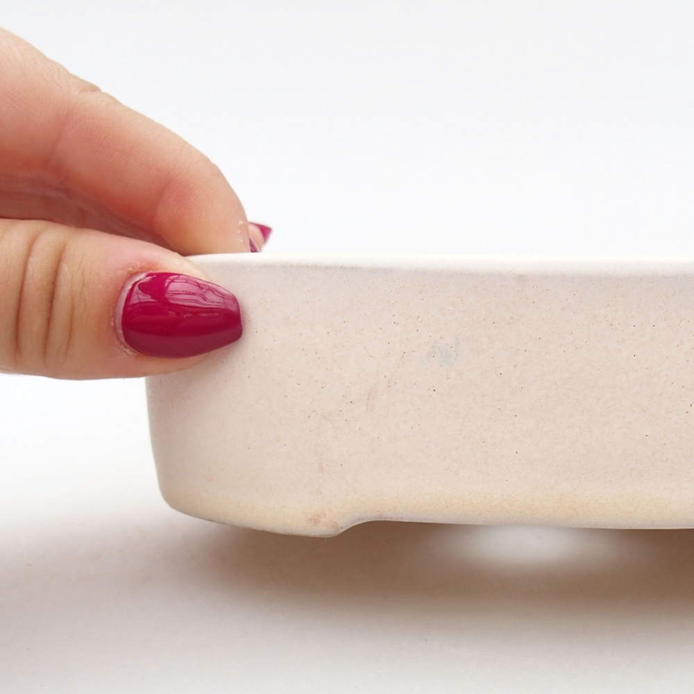 Bol à bonsaï en céramique 12,5 x 10 x 3,5 cm, couleur beige