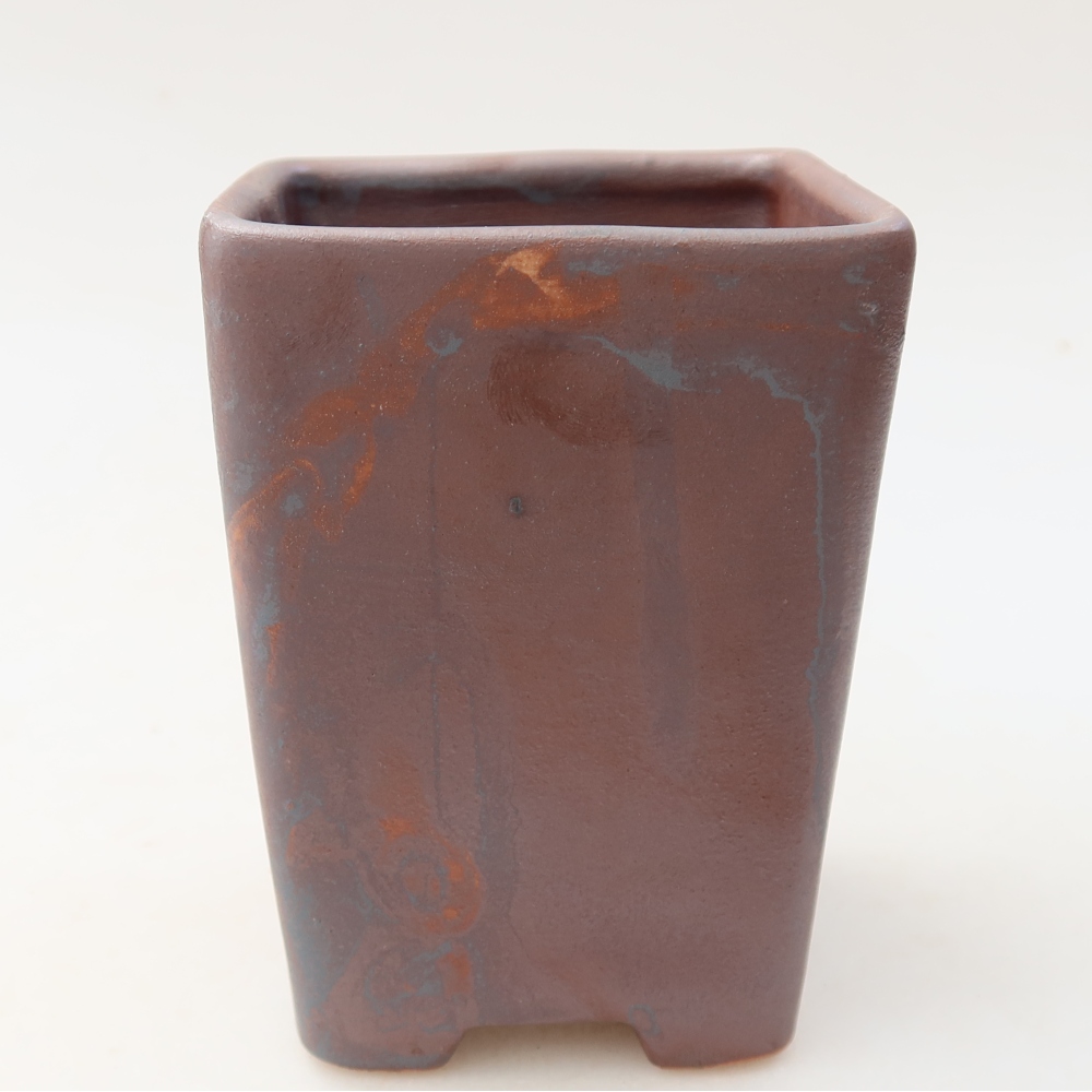 Pot à bonsaï en céramique 7,5 x 7,5 x 10,5 cm, couleur métallique