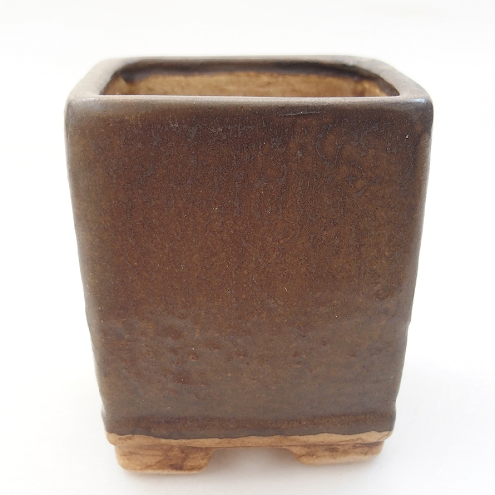 Bol à bonsaï en céramique 6,5 x 6,5 x 7 cm, brun