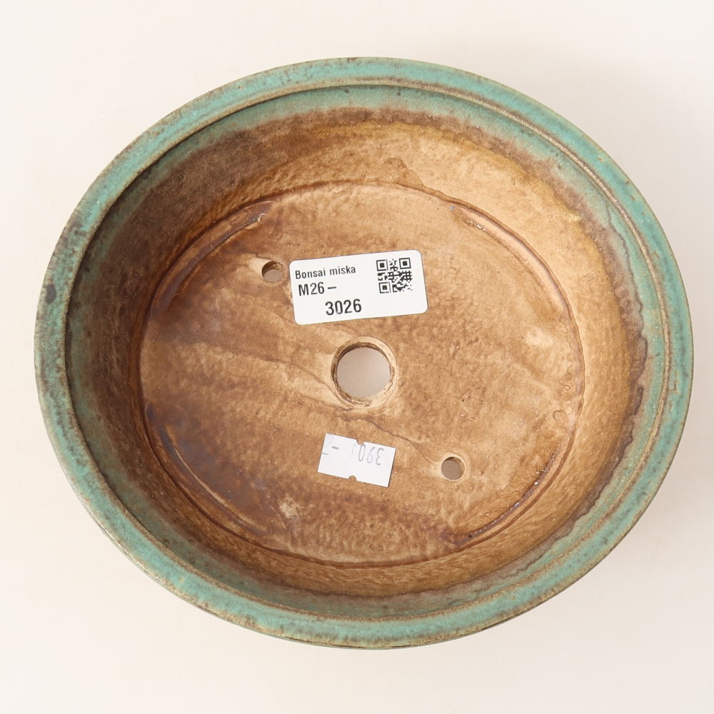 Pot à bonsaï en céramique 17,5 x 16,5 x 4,5 cm, couleur verte