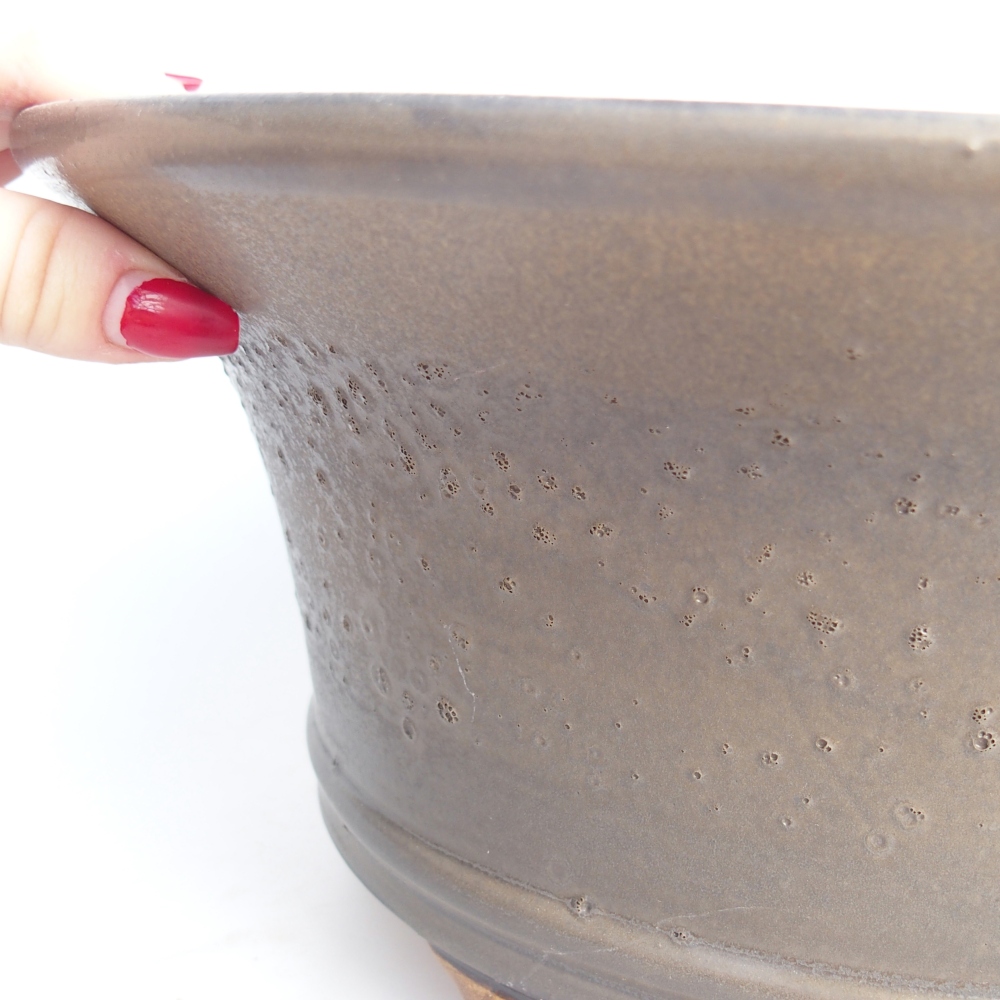 Bol à bonsaï en céramique 31,5 x 31,5 x 14 cm, brun