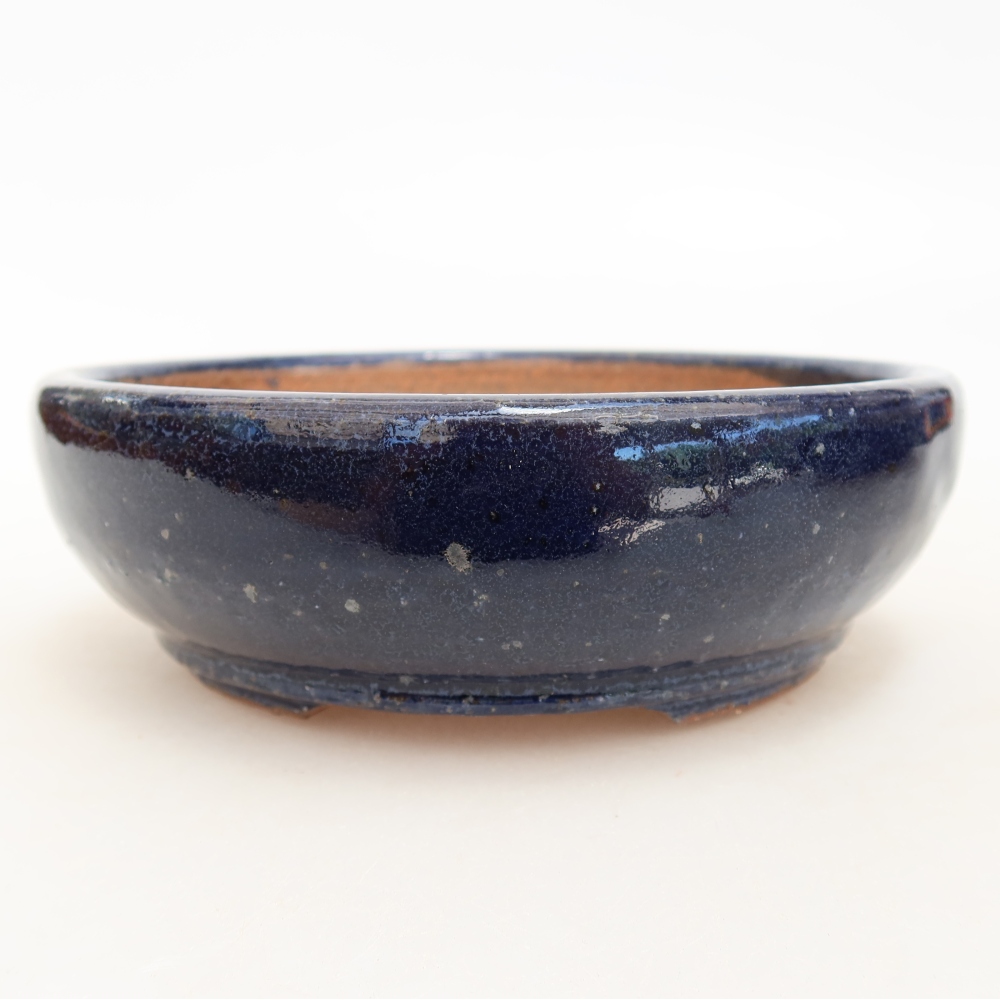 Pot à bonsaï en céramique 14,5 x 14,5 x 4,5 cm, couleur bleue