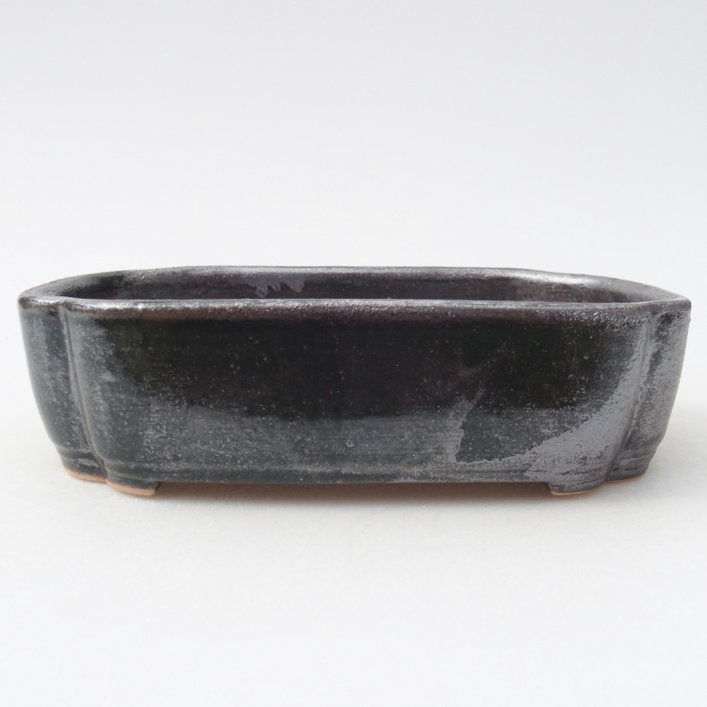 Bol à bonsaï en céramique 16 x 11,5 x 4 cm, vert métallique