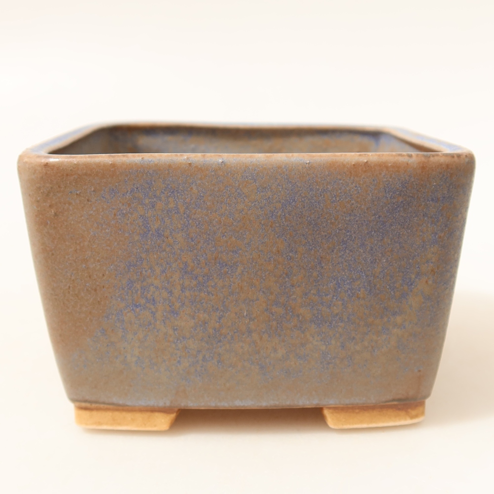 Pot à bonsaï en céramique 10,5 x 10,5 x 7 cm, couleur bleue