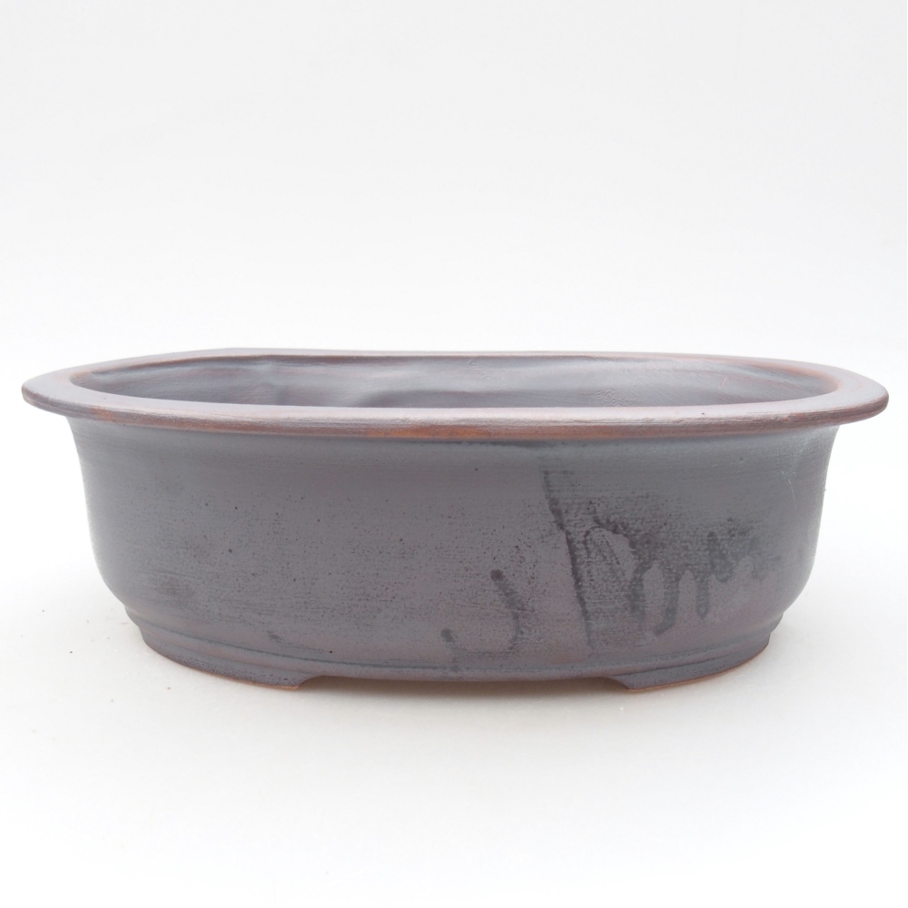 Bol à bonsaï en céramique 23 x 19,5 x 7 cm, couleur métal