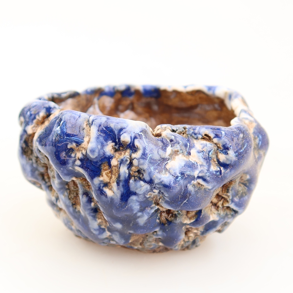 Coquille en céramique  6 x 6 x 4,5 cm , couleur bleue