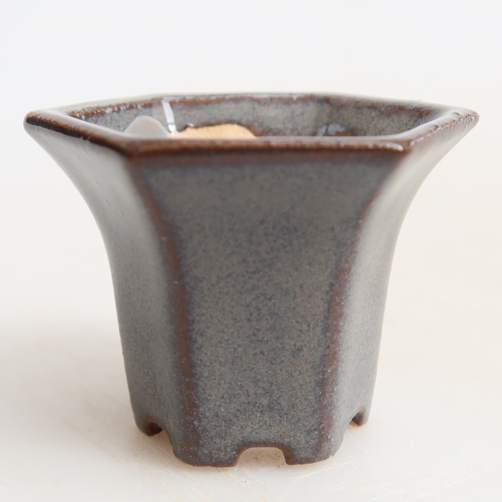 Pot à bonsaï en céramique 4,5 x 4 x 3,5 cm, couleur grise