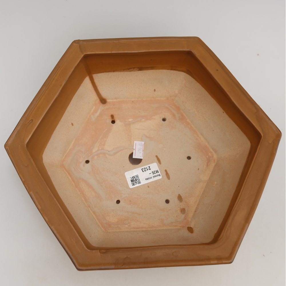 Pot à bonsaï en céramique 28 x 24,5 x 9 cm, couleur marron