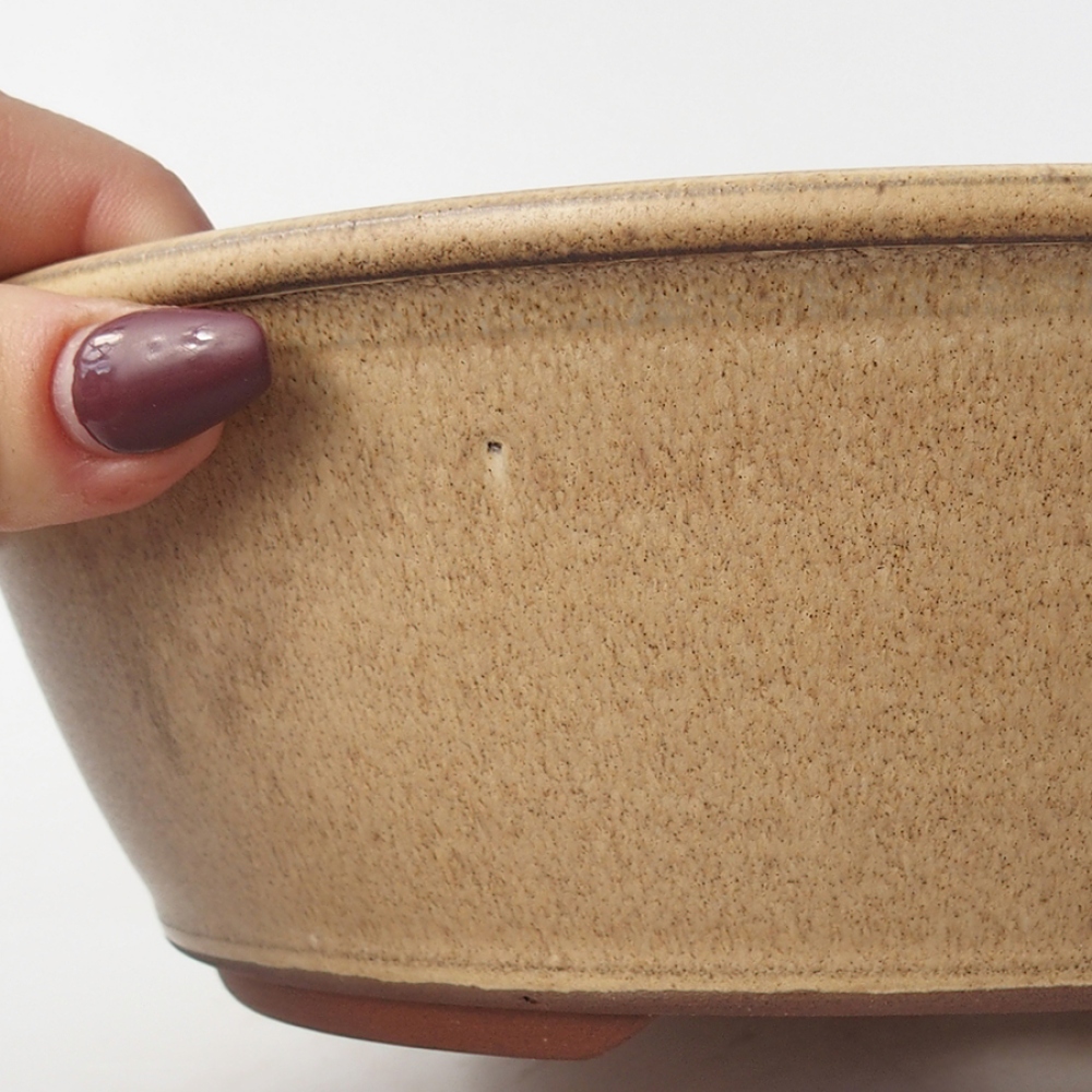 Bol à bonsaï en céramique 19 x 19 x 7 cm, couleur beige