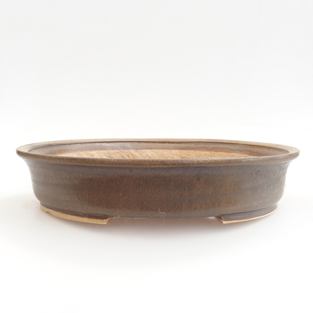 Bol à bonsaï en céramique 25,5 x 23 x 5,5 cm, brun